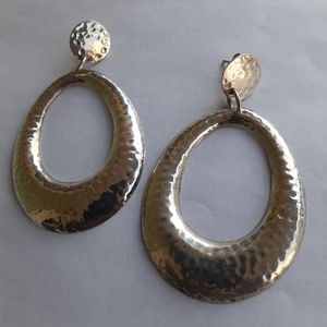 Oval Hammered Door Knockers Earrings